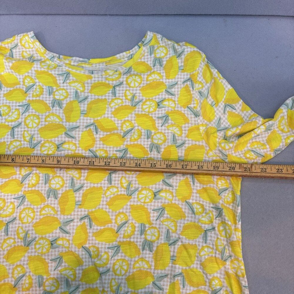 Lands End Slub Jersey 3/4 Sleeve Top Lemon Print SZ Medium 10-12 Summer, Comfort - Picture 5 of 10